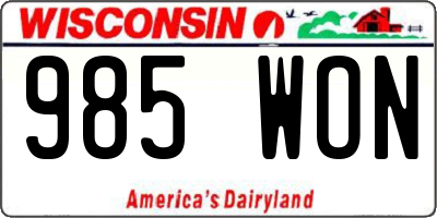 WI license plate 985WON