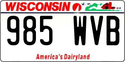 WI license plate 985WVB