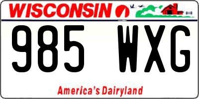 WI license plate 985WXG