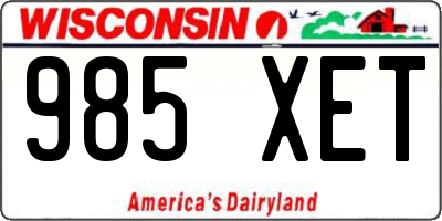 WI license plate 985XET