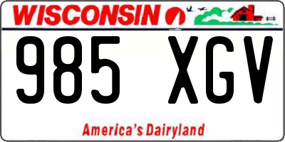 WI license plate 985XGV