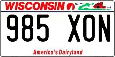 WI license plate 985XON