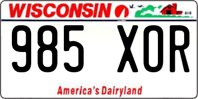 WI license plate 985XOR