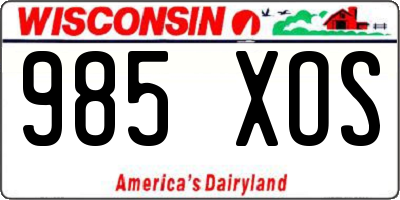 WI license plate 985XOS