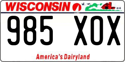 WI license plate 985XOX