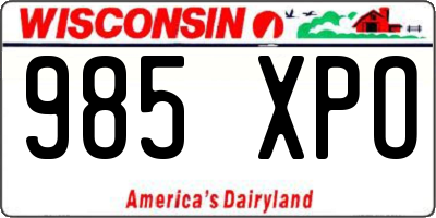 WI license plate 985XPO