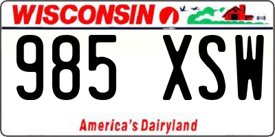 WI license plate 985XSW