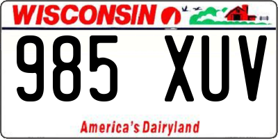 WI license plate 985XUV
