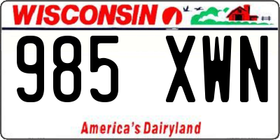 WI license plate 985XWN