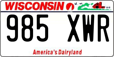 WI license plate 985XWR