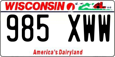 WI license plate 985XWW
