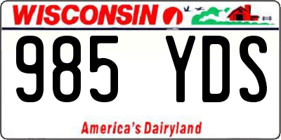 WI license plate 985YDS