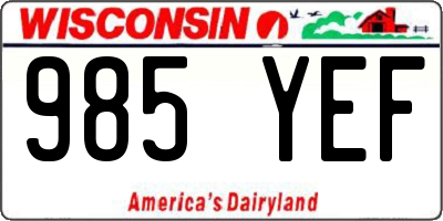 WI license plate 985YEF