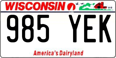 WI license plate 985YEK