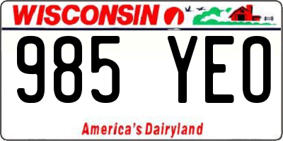 WI license plate 985YEO