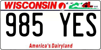 WI license plate 985YES