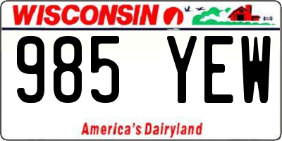 WI license plate 985YEW