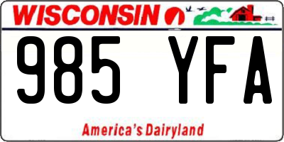 WI license plate 985YFA