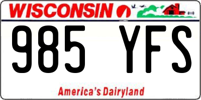 WI license plate 985YFS
