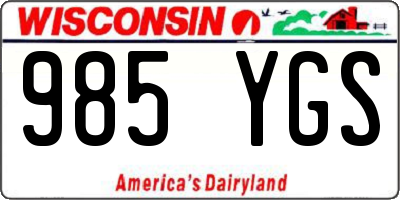 WI license plate 985YGS