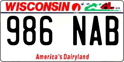 WI license plate 986NAB