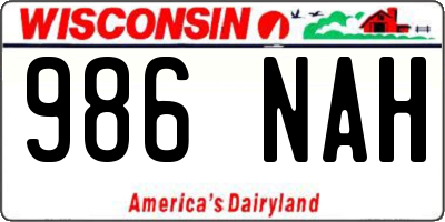 WI license plate 986NAH