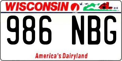 WI license plate 986NBG