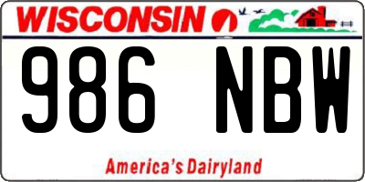 WI license plate 986NBW