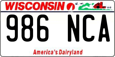 WI license plate 986NCA