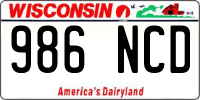 WI license plate 986NCD