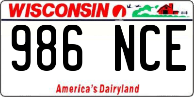 WI license plate 986NCE