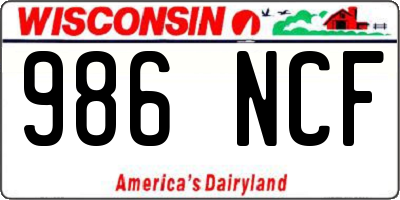 WI license plate 986NCF