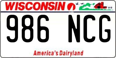 WI license plate 986NCG