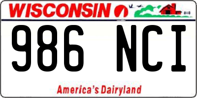 WI license plate 986NCI
