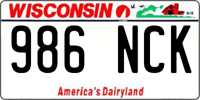 WI license plate 986NCK