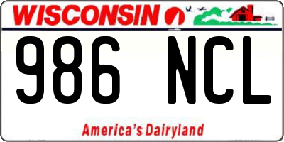 WI license plate 986NCL