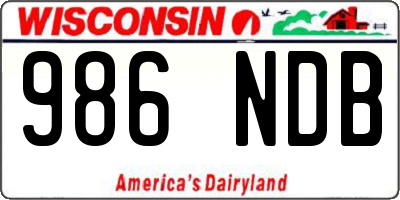 WI license plate 986NDB