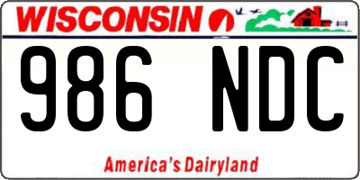 WI license plate 986NDC