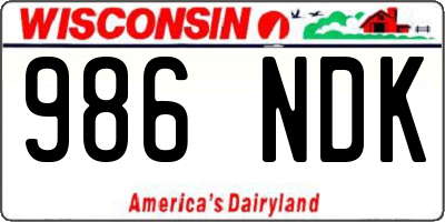WI license plate 986NDK