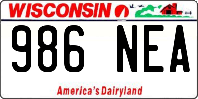 WI license plate 986NEA