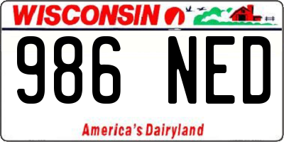 WI license plate 986NED