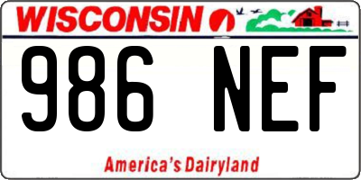WI license plate 986NEF