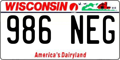 WI license plate 986NEG