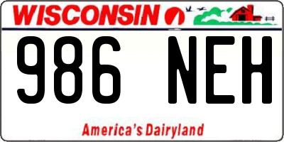 WI license plate 986NEH