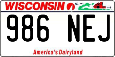 WI license plate 986NEJ