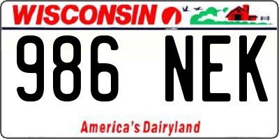 WI license plate 986NEK