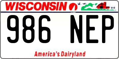 WI license plate 986NEP