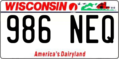 WI license plate 986NEQ