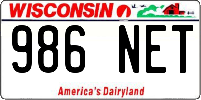 WI license plate 986NET