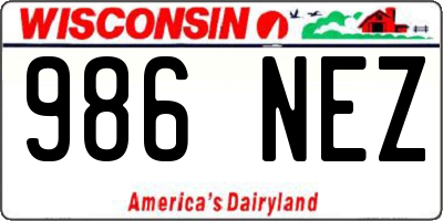 WI license plate 986NEZ